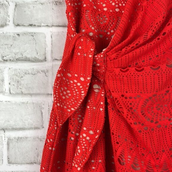 Free People Oceanside Red Strapless Crochet Mini Dress Size XS NEW - Picture 7 of 10